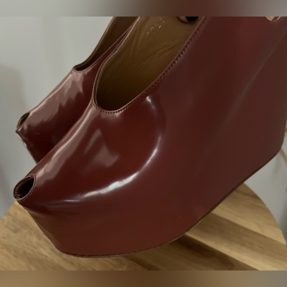 Dries Van Noten Women Red Platform Wedge Heel Sandals Shoe Sz EU 36 1/2 or 6 - Picture 8 of 11